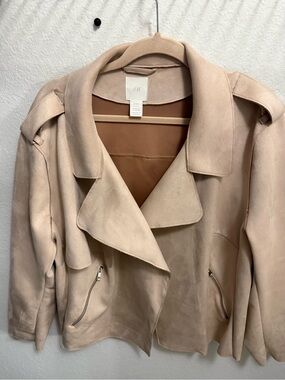 H&M Women's cream / pink Suede-Look Trench Jacket